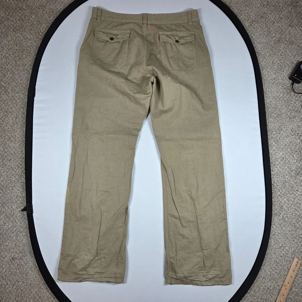 John Varvatos Tan Linen Cotton Straight Chino Pants Mens Size 54 EU 37 US Khaki